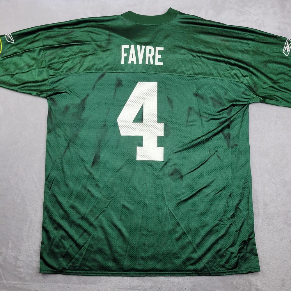 Green Bay Packers Jersey Mens 2XL Green White NFL‎ Football Brett Favre Reebok*